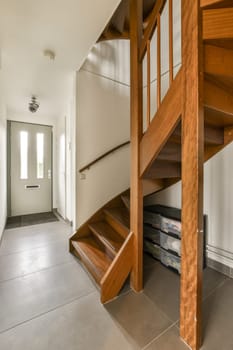 a staircase in a house with wooden stairs