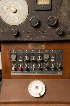 Historic Wooden telephone switchboard from the 1950s