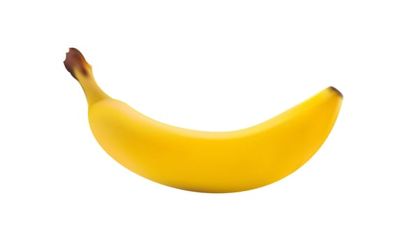 Banana in realistic style. 3d banana isolated on white background for printe, apps, webpages.