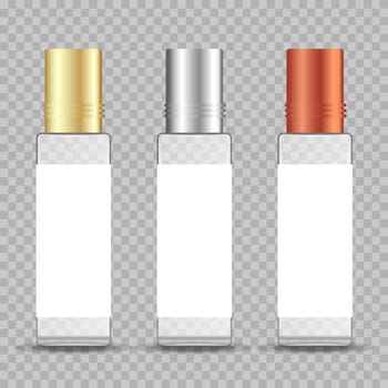 Perfume bottles 3d realistic vector illustration mockup isolated