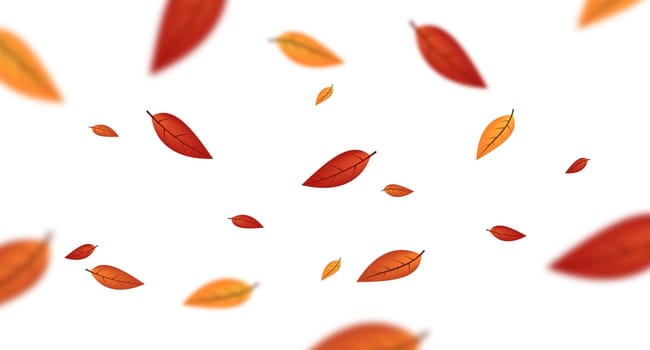 Fall blurred flying leaves, autumn nature vector design elements for photo decoration. Vector illustration