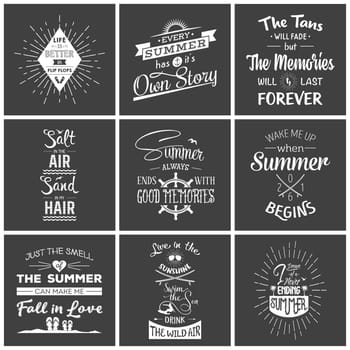 Set of vintage summer typographic quotes