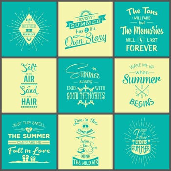 Set of vintage summer typographic quotes