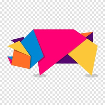 Pig origami. Abstract colorful vibrant pig logo design. Animal origami. Vector illustration