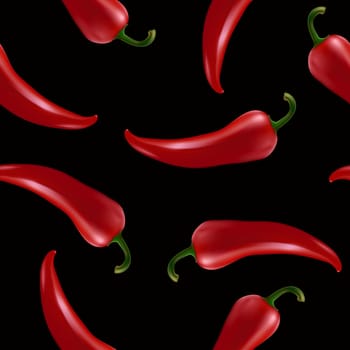 Vector seamless pattern with red chilli pepper