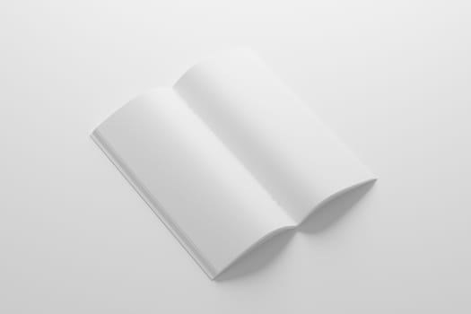 DL Saddle Stitch Bifold Brochure White Blank 3D Rendering Mockup