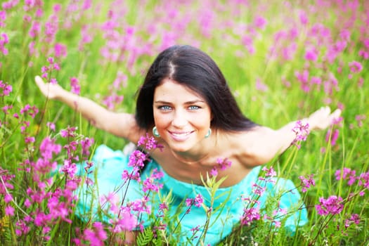  woman on pink flower field
