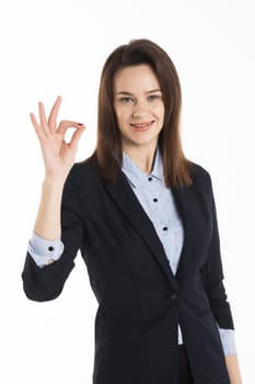 Business woman show ok sign