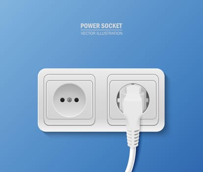 Power socket with cable plugged