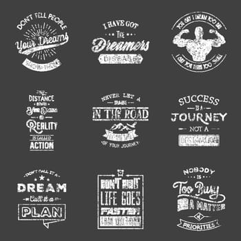 Set of vintage motivation typographic quotes.