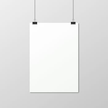 White vertical poster A4 on a rope.