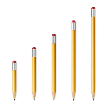 Yellow wooden sharp pencils
