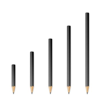 Black wooden sharp pencils