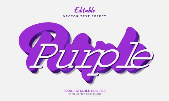 3d purple editable text effect. Vector editable text effect