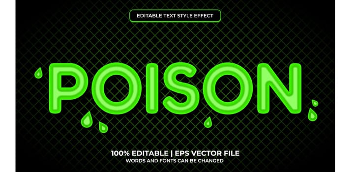 Poison text effect with green neon color. Editable font style. Editable text effect