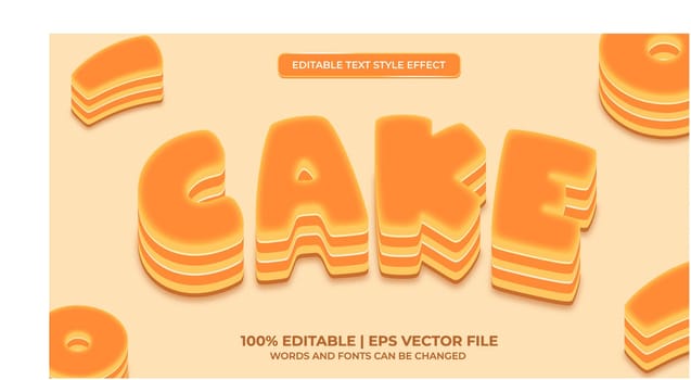 orange cake dessert editable text effect for food and beverage desert pastry logo. vector illustration