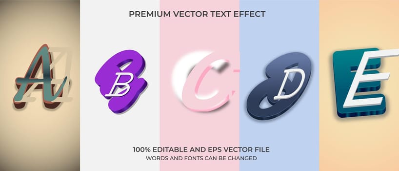 Bundle of editable text effect design vector. Set of editable text effect design. Modern editable text effect vector design