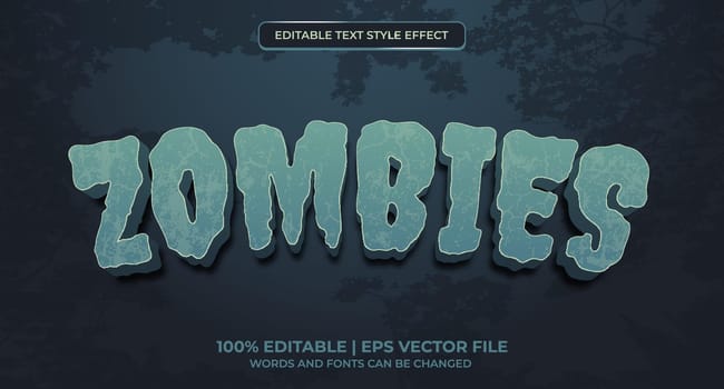 Zombie editable text effect. Editable zombie text effect vector modern style