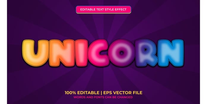 Editable Text Effect Unicorn Horse Rainbow Playful Color Vector Style