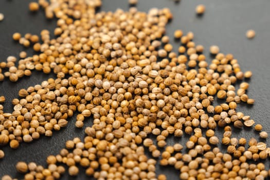 Coriander Seeds close up, products or health products based on coriander seeds.