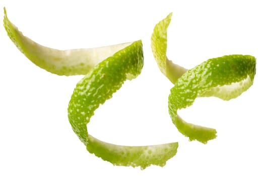 Lime zest on a white isolated background