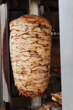 rotating traditional gyros meat close up