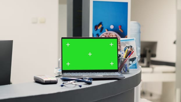 Empty counter with greenscreen display