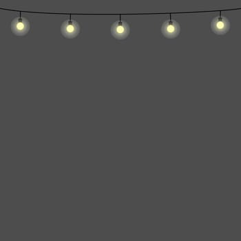 light bulb string for party festival, illustration graphic for card, banner, background, website