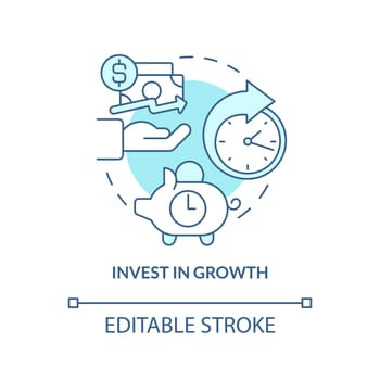 Invest in growth turquoise concept icon