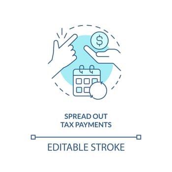 Spread out tax payments turquoise concept icon