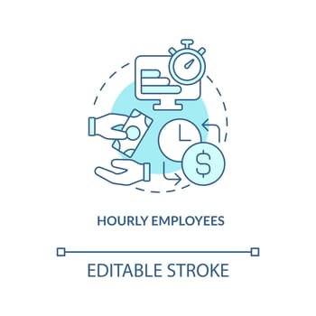 Hourly employees turquoise concept icon