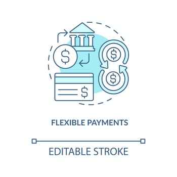 Flexible payments turquoise concept icon
