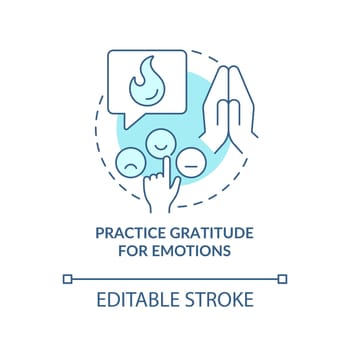 Practice gratitude for emotions turquoise concept icon