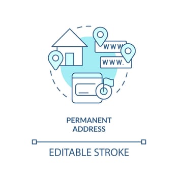 Permanent address turquoise concept icon