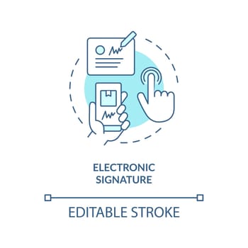 Electronic signature turquoise concept icon