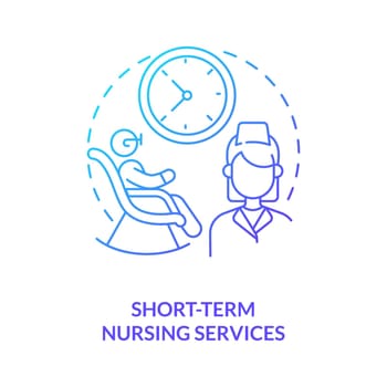 Short-term nursing services blue gradient concept icon