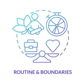 Routine and boundaries blue gradient concept icon