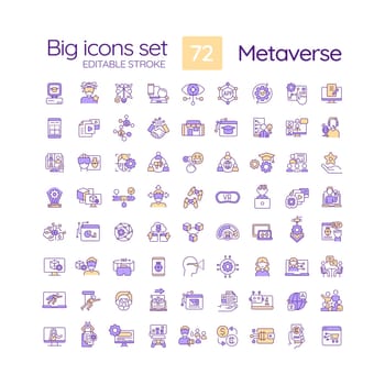 Metaverse RGB color icons set