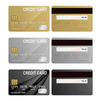 Realistic credit cards set