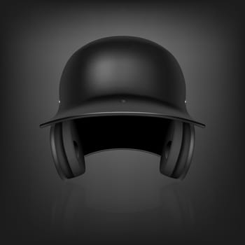 Black baseball helmet. Vector background.