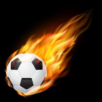 Flying soccer ball on fire - falling down