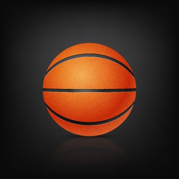 Vector basketball in front view on a black background