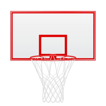 Red basketball backboard isolated on white background