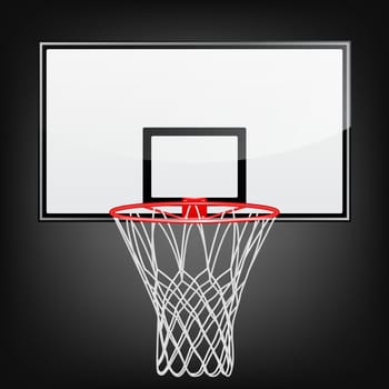 Basketball backboard with hoop on a black background. Vector EPS10 illustration.