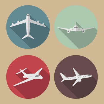 Vector airplane flat icons