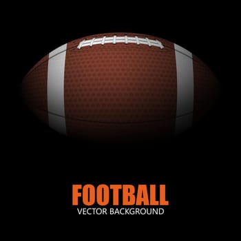 Dark background of realistic american football ball isolated.