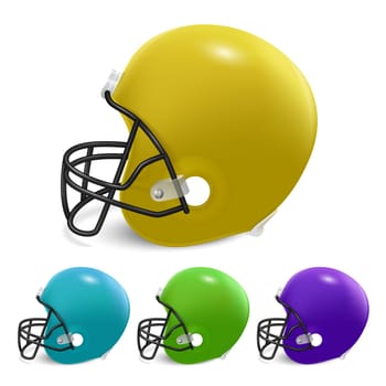 American football helmets isolated on white background.