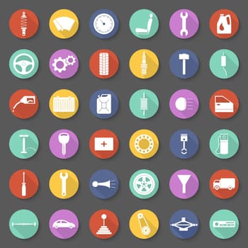 Car parts icons set