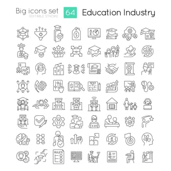 Education industry linear icons set