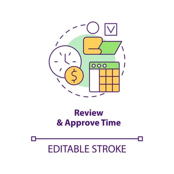 Review and approve time concept icon